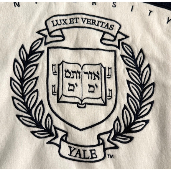 Vintage Yale University Lux Et Veritas Sweatshirt Embroidered White XL - Picture 3 of 9